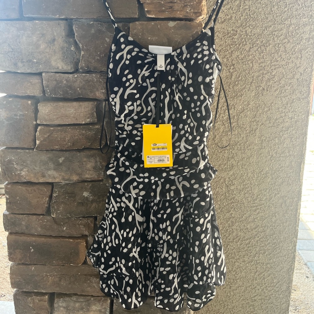 Diane von furstenberg mesh black and white dress